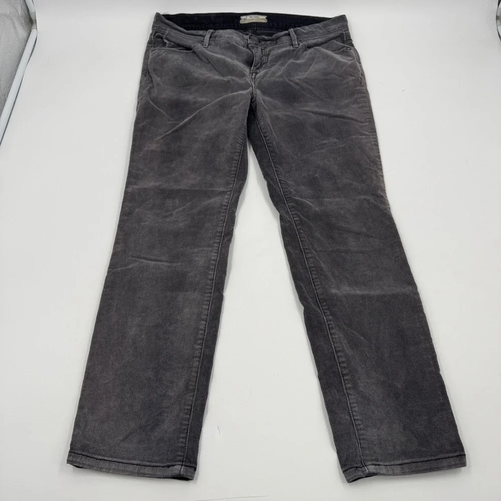 Free People Corduroy Pants Gray Wash High‎ Rise Casual Comfort Size 29